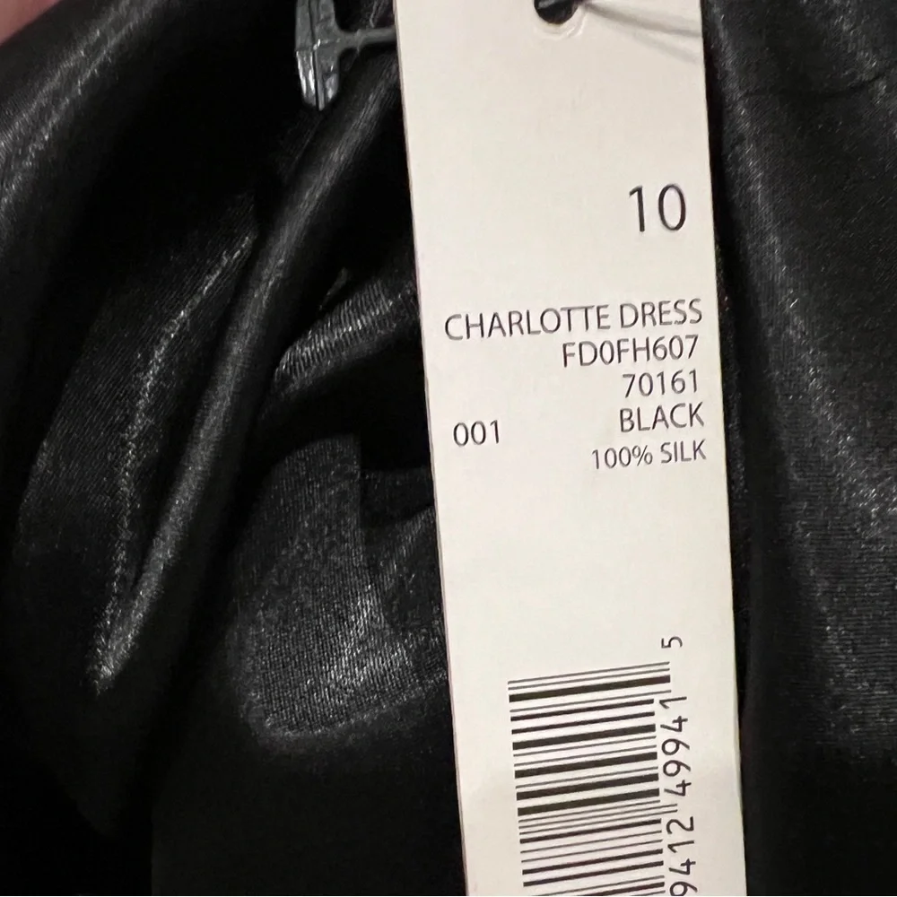 Tahari Black 100% Silk Formal Party Charlotte Dress Satin Look Ruffles NWT New - Picture 7 of 9